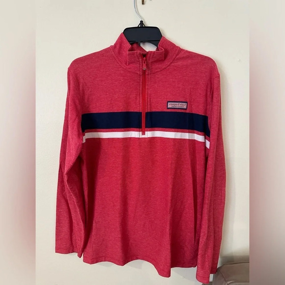 Men's Small Red Pullover Vineyard Vines with Navy and White Stripe - Picture 1 of 4